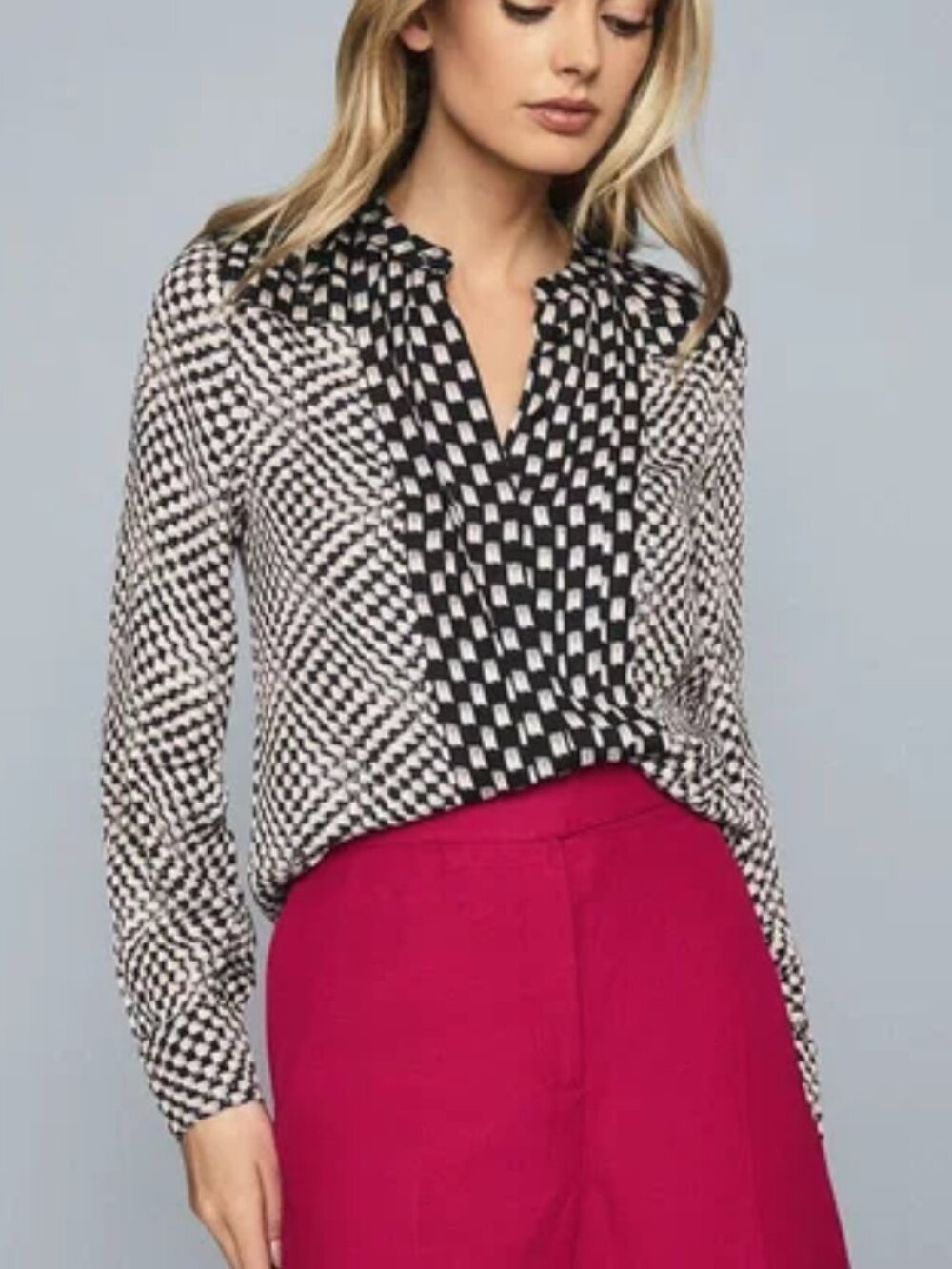 REISS Dali Geometric Print Blouse - Size US 4 / UK 8 (NWOT)